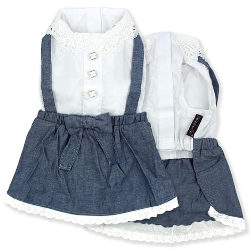 Parisian Pet Dog Dress Chambray Overall Summer Clothes Outfit for Girl Puppy, Dogs and Cats, XS von Parisian Pet