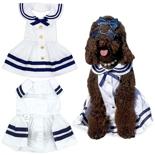 Parisian Pet Dog Dress Sailor White Summer Clothes Outfit for Girl Puppy, Dogs and Cats, 3XL von Parisian Pet