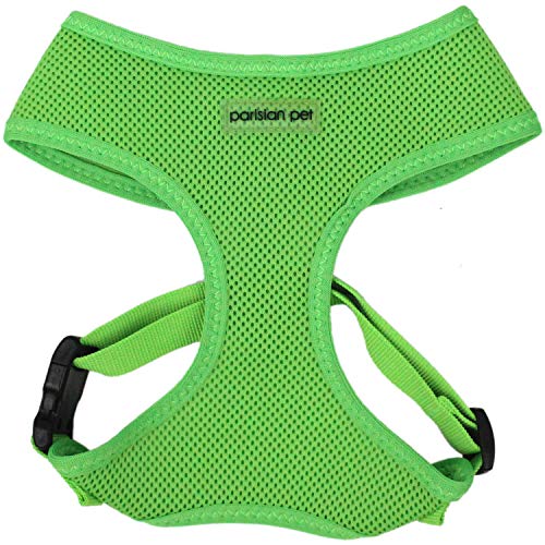 Parisian Pet Dog Harness - Adjustable, No Pull, Soft Padded Mesh Pet Harness for Cats and Dogs - Bright Green, Size M von Parisian Pet