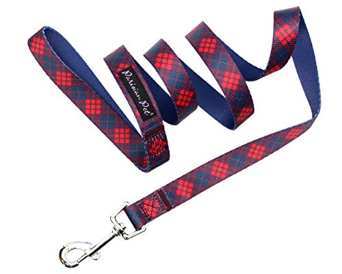 Parisian Pet Dog Lead - 4ft Long, Scottish Red Plaid Print, Durable Nylon Dog Training Leash - Traction Rope for Small/Medium Dogs von Parisian Pet