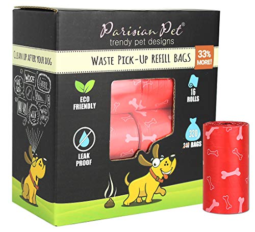 Parisian Pet Dog Poop Bags for Dogs – Refills Rolls of Doggie Bags for Poop – Unscented Dog Poop Bag – Eco-Friendly Pickup Pet Waste Bags, 16 Rolls, Bones von Parisian Pet