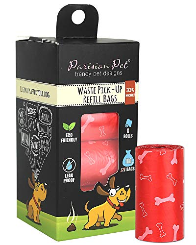 Parisian Pet Dog Poop Bags for Dogs – Refills Rolls of Doggie Bags for Poop – Unscented Dog Poop Bag – Eco-Friendly Pickup Pet Waste Bags, 8 Rolls, Bones von Parisian Pet