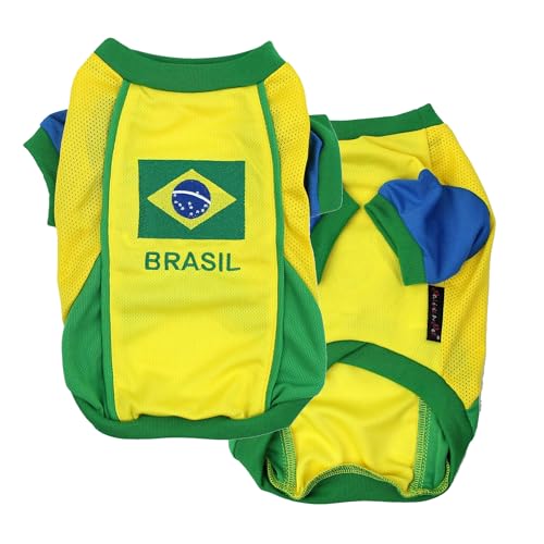 Parisian Pet Dog Team Brazil Jersey Soccer Olympic Small to Medium Dogs and Cats, S von Parisian Pet