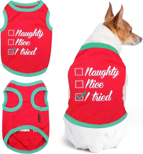 Parisian Pet Funny Christmas Holiday Dog Cat Pet Shirts Tee Tanks - Naughty or Nice, Santa Outfit, Elf Size, Santa's Helper, Sorry Santa I Ate Your Cookies (Naughty or Nice, XXS) von Parisian Pet