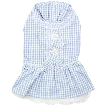 Parisian Pet Gingham Countryside Spitzenkleid Blau, Größe L von Parisian Pet