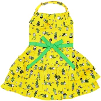 Parisian Pet Hundekleid – müdes Kaktus bedrucktes Hunde-Sommerkleid – 100 % Baumwolle, atmungsaktive Hundekleidung – Strand-Outfit – Hundekleidung für kleine Hunde und Mädchen – Größe XS von Parisian Pet