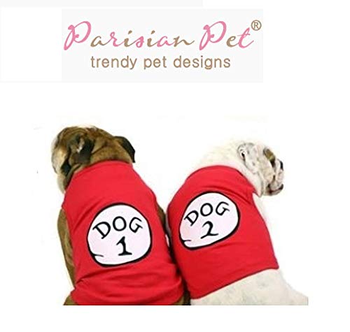 Parisian Pet Neue Haustier Kleidung Bekleidung Dog & Cat Baumwolle T-Shirt Hund One # 1 & Zwei # 2 Pullover Weste (Dog 1, 2 x l), Hund 1, 4XL, Rot von Parisian Pet