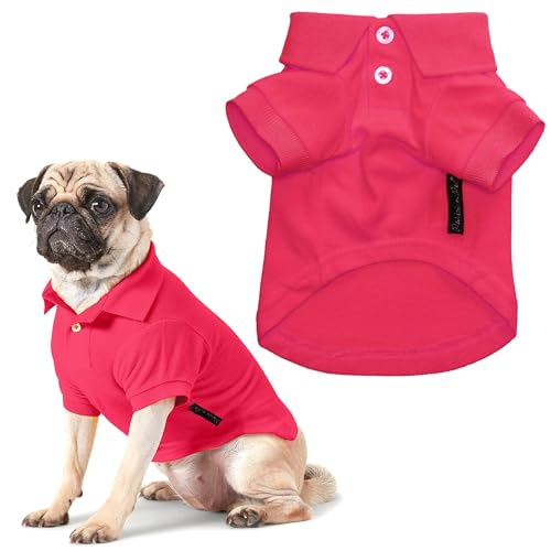 Parisian Pet Pink Polo Shirt for Dogs - 100% Cotton, Breathable Summer Outfit for Puppy Dog, Cat |Solid Color Dog Shirts - Size XXS von Parisian Pet