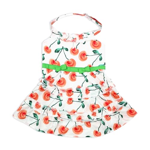 Parisian Pet Boho-Hundekleid, rote Mohnblumen, Sommerkleidung, Klettverschluss, leichte Baumwolle, Hundekleidung für kleine Hunde, Mädchen, Strand-Outfit, Größe S von Parisian Pet