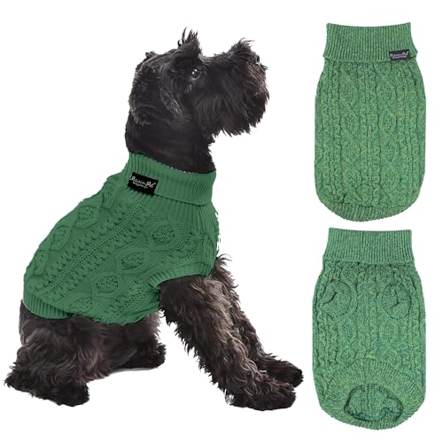 Parisian Pet - Rollkragenpullover für Hunde - Grüner Zopfstrickpullover - warme Welpenkleidung - Größe 2XL von Parisian Pet