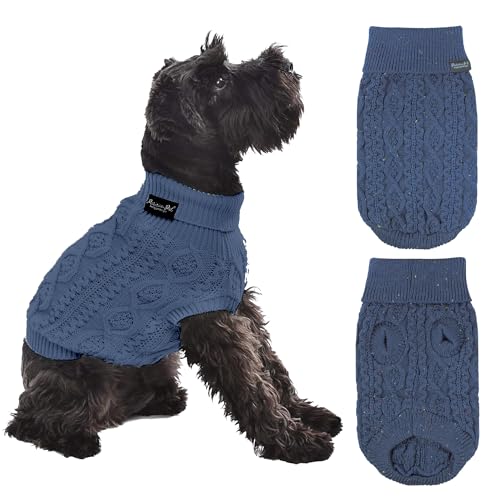 Parisian Pet - Rollkragenpullover für Hunde - Marineblau - Zopfstrickpullover - Warme Welpenkleidung - Größe 2XL von Parisian Pet