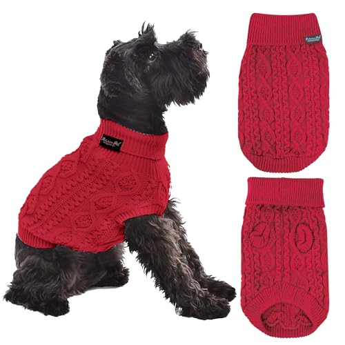 Parisian Pet - Rollkragenpullover für Hunde - Roter Zopfstrickpullover - warme Welpenkleidung - Größe 2XL von Parisian Pet