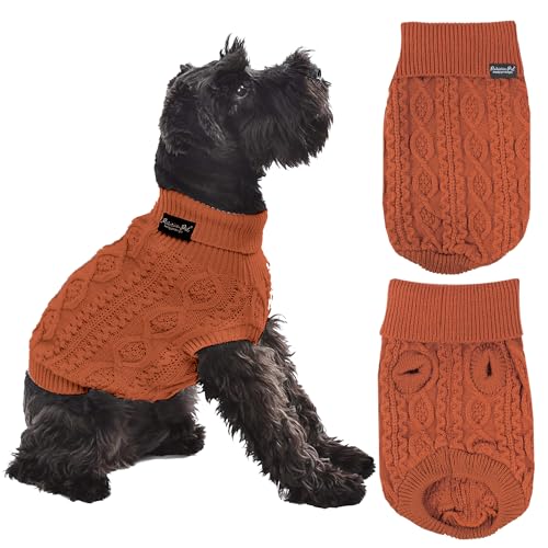 Parisian Pet - Rollkragenpullover für Hunde - Terrakota Zopfmuster Pullover - Warme Welpenkleidung - Größe 2XL von Parisian Pet