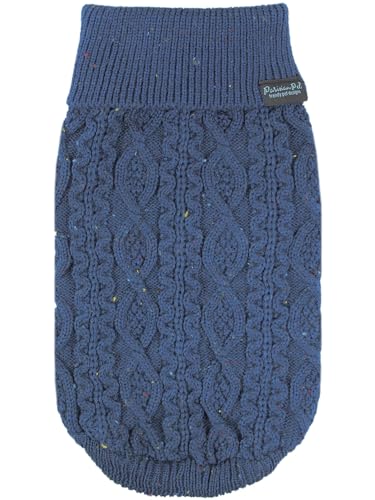 Parisian Pet Hundepullover zum Überziehen, Rollkragenpullover, Zopfmuster, marineblau, dicker Hundepullover für Herbst und Winter, flexible Armlöcher, Größe XL von Parisian Pet