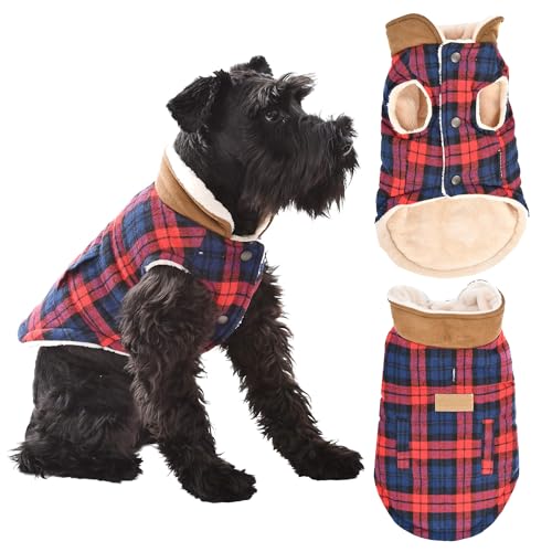 Parisian Pet - Scottish Red Plaid Dog Vest Coat/Fleece Sweater - Perfect Dog Sweaters for Christmas - Size L von Parisian Pet