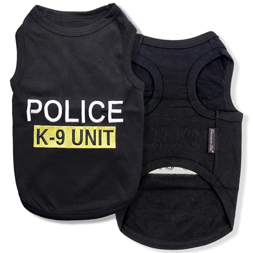 Parisian Pet Unisex Hunde-T-Shirt mit gesticktem Police k-9 Unit Hundehemd – 100% Baumwolle, Hundekostüm – atmungsaktive Polizeihundeweste – maschinenwaschbar, Hundekleidung für mittelgroße Hunde, M von Parisian Pet