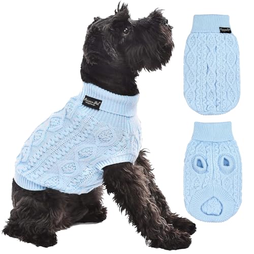 Parisian Pet - Turtleneck Sweater for Dogs - Blue Cable Knit Pullover – Warm Puppy Clothes - Size L von Parisian Pet