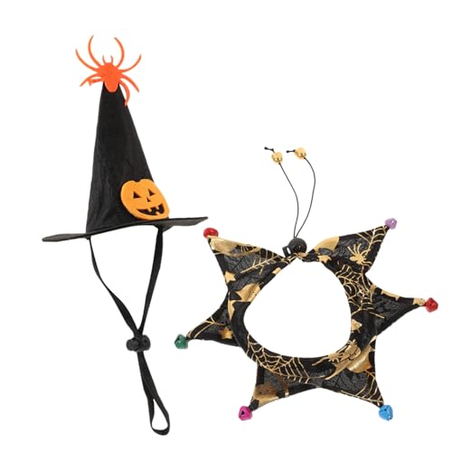 Parliky 1 Satz Halloween-katzenmütze Und Schal-Set Katze Cosplay Halsband Katzenkostüm-Requisite Hut Mit Katzenkragen Süßes Katzenkostüm Dekoratives Katzenkostüm Welpe Hexenhut Polyester von Parliky