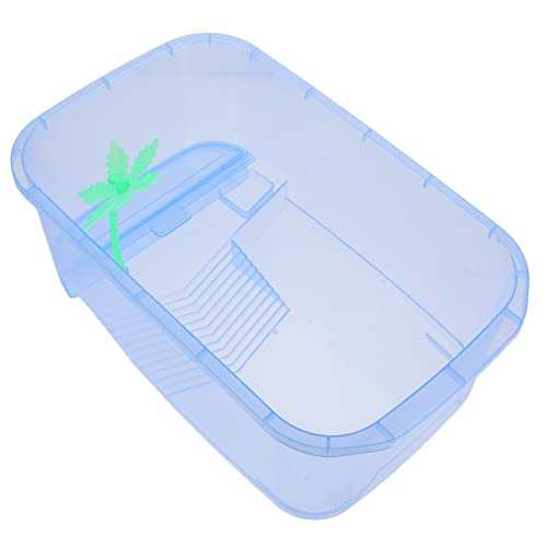 Parliky 1 Set-Box Schildkrötenbecken Schildkrötenhaus Plattform Zum Sonnenbaden Für Schildkröten Kleines Tier Schildkrötenzuchtfall Kleiner Durchsichtiger Behälter Reptichip Plastik Blue von Parliky