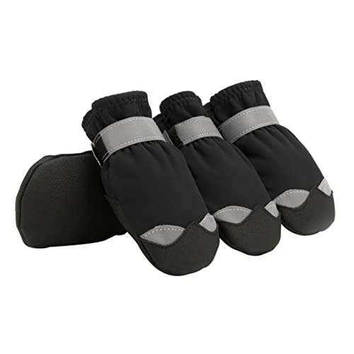 Parliky wasserdichte Hundeschuhe Hundeschuhe wasserdichte Hundestiefel 1 Set Pfoten-Hundestiefel-Leggings reflektierende Streifen für Hunde Schneestiefel von Parliky