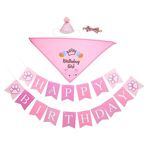 Parliky 1 Set Katzen Geburtstags Outfit Happy Birthday Banner Hunde Geburtstagshut Katzen Geburtstagsbanner Happy Birthday Dekorationen Katzenzubehör Geburtstagsparty Dekoration von Parliky