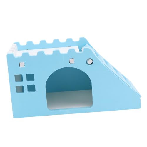 Parliky 1Stk Little Pet Staircase Villa Hamsterhaus Hamsterhütte Rennmaus-Versteck Hamsterversteck nagerhaus kleintierhaus Spielzeug Hamstervilla kleines Haustierhaus hölzern Blue von Parliky