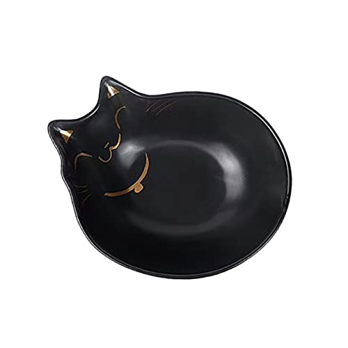 Parliky 1pc Cat Pattern Keramik Pet Bowl Futter Schüssel Kreative Essbecken Trinkwasser Schüssel Für Katzen Haustiere (schwarz) von Parliky