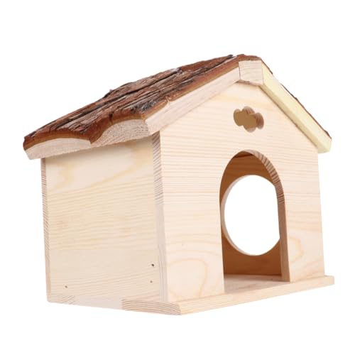 Parliky 1pc Eichhörnchen Meerschweinchen Holzhaus Blockhaus Chinchilla Und Meerschweinchen Hut Versteck Für Tierhandlung Home (Brown, Khaki) von Parliky