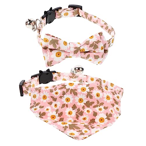 Parliky 2St Katzenhalsband Katzen Weihnachten cat Clothing katzenzubehöhr katzenkostüme Bow tie Bandana-Schal Welpen Katze Fliege Kragen Kätzchen Fliege Kragen Baumwolle Rosa von Parliky