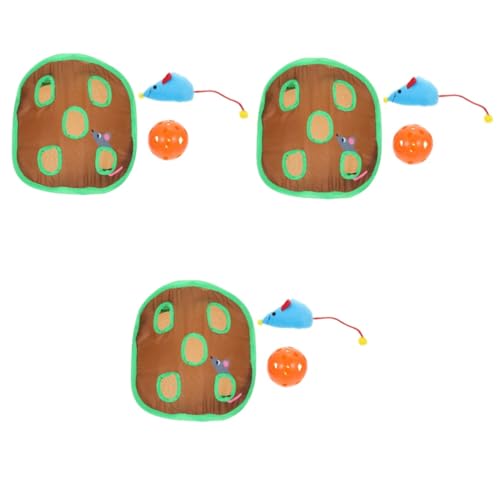 Parliky 3 Sätze Katzen Spielzeug Fang das Katzenspielzeug Mäusefangspielzeug interaktives Spielzeug Faltbarer katzentunnel Kätzchen-Tunnelspielzeug Neun-Loch-Tunnelspielzeug Stoff Brown von Parliky