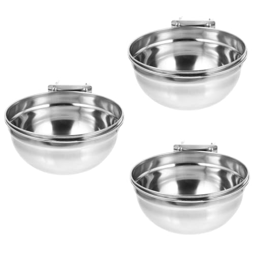 Parliky 3St Haustiernapf aus Edelstahl Käfigfutter Hundekäfig Wassernapf pet Water Bowl Wassernapf für Haustiere Kiste Wasserschale hundenapf aus Edelstahl Rostfreier Stahl Silver von Parliky