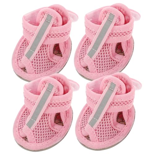 Parliky 4er Set Atmungsaktive Hundesandalen Aus Mesh Mit Rutschfester Gummisohle Pet Dog Shoes Pink Größe 4 Ideal Für Sommertage Und Pfotenschutz Für Kleine Bis Mittelgroße Hunde von Parliky