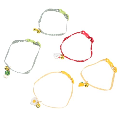 Parliky 5St Haustierhalsband perrücke rot qridor Halsband mit Avocado-Anhänger Bequeme Hundehalsbänder Welpenhalsband Haustier-Halskette Glockenhalsband für Haustiere Baumwolle Polyester von Parliky