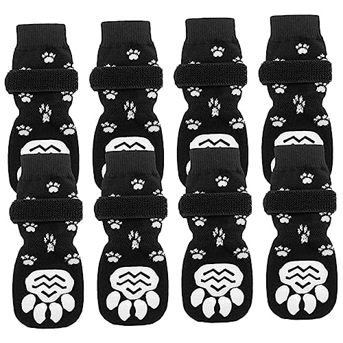 Parliky 8St Hundesocken pet paw pet Supplies pfotenschutz für Hunde hundepfoten Haustier-Welpen-Socken Welpenschuhe Waschbare Katzensocken Atmungsaktive Welpensocken Reine Baumwolle Black von Parliky