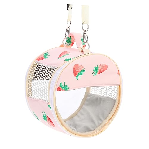 Parliky Hamster aus Tasche Tiertransporter-Ferienhaus Kaninchenträger Rattenträger tiertransporttasche Haustierträger kleine Tragetasche für Haustiere Hamster-Outdoor-Tasche Segeltuch Rosa von Parliky