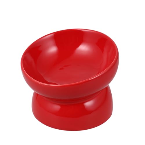 Parliky High Feet Bowl Schrägmund Feeder Creative Food Dish Keramik Pet Feeding Bowl (rot, Größe S) von Parliky