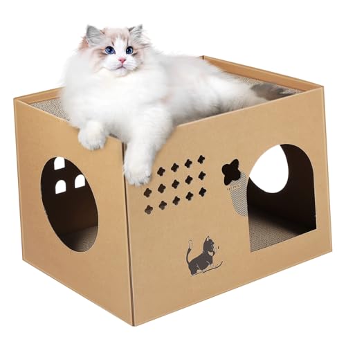 Parliky Katzenvilla Katzenbett katzenbox katzenzubehör katzenspielzeug katzenkorb Kratzspielzeug für Katzen Katzenkratzbett Katzenkratzhaus Katzenzelt Außerhalb des Katzenhauses Wellpapier von Parliky