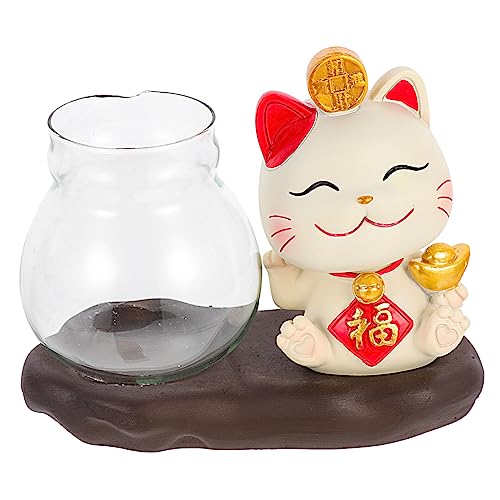 Parliky Lucky Cat Hydroponik Vasenornament Pflanzgefäße Für Zimmerpflanzen Pflanzenständer Drinnen Luftpflanzerbirne Blumentöpfe Drinnen Zimmerpflanzentöpfe Luftpflanzen Terrarium Glas von Parliky