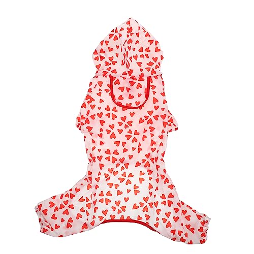 Parliky Regenmantel Für Haustiere Regenponcho Hunderegenmantel Mit Kapuze Hunde-Pyjama Kleiner Hundeponcho Regenmantel Für Hunde Regenkleidung Für Haustiere Hund Kleiden Polyester Rot von Parliky