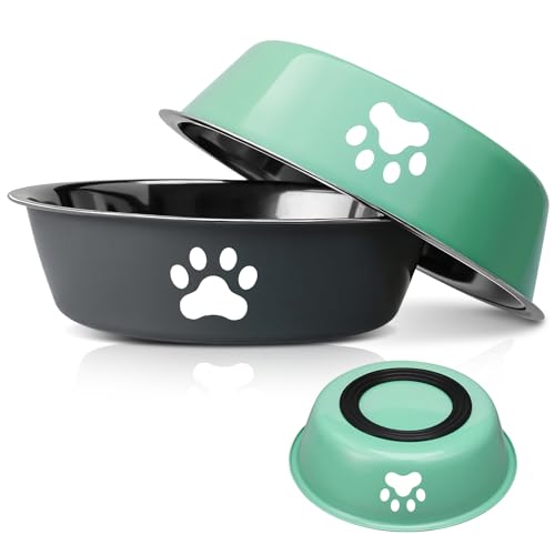 2 Stück Edelstahl Hundenapf, Fressnapf Hund 860ml, Hundenäpfe Kleine Hunde, Futternapf und Trinknapf mit Rutschfestem Silikonboden für Kleine Mittelgroß Hunde und Katzen 2 Stück Edelstahl Hundenapf, Fressnapf Hund 860ml, Hundenäpfe Kleine Hunde, Futternapf und Trinknapf mit Rutschfestem Silikonboden für Kleine Mittelgroß Hunde und Katzen von Partideal
