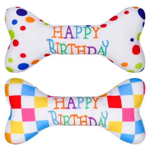 Partideal 2 Stück Hunde Geburtstag,Haustier Hund Geburtstag Knochen Spielzeug Plüsch Quietschend Hundespielzeug Geburtstags Knorpel Spielzeug für Kleine und Mittlere Hunde Partideal 2 Stück Hunde Geburtstag,Haustier Hund Geburtstag Knochen Spielzeug Plüsch Quietschend Hundespielzeug Geburtstags Knorpel Spielzeug für Kleine und Mittlere Hunde von Partideal