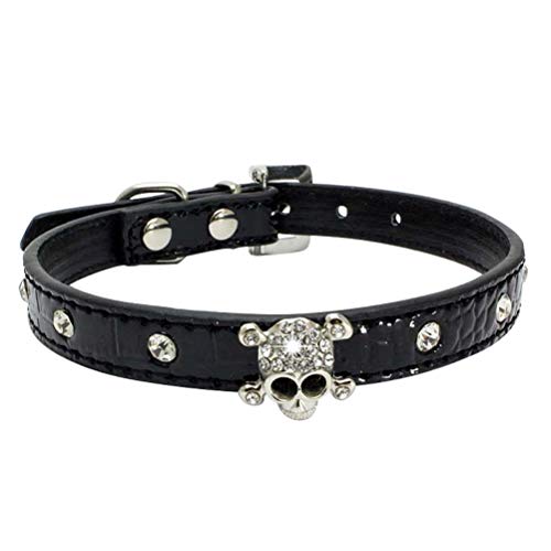 1 Stk Halloween-schädel-haustierhalsband Halloween-katzenhalsbänder Schwarzes Katzenhalsband Party-hundehalsbänder Stilvolle Haustierhalsbänder Kleidung Junge Pu Diamant Kristall von PartyKindom