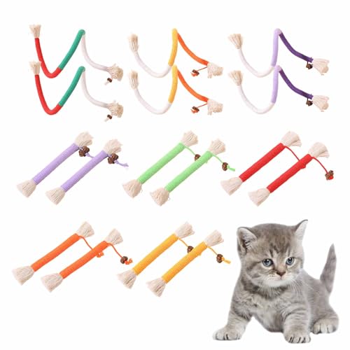 Pasdrucn 11 Stück Katzenminze Sticks, Interaktives Katzenspielzeug Beißseil, Katzenminze-Spielzeug Beißseil 70cm+15cm cm, Cat Toys Für Katzen Zahnpflege Und Gegen Mundgeruch (A) von Pasdrucn