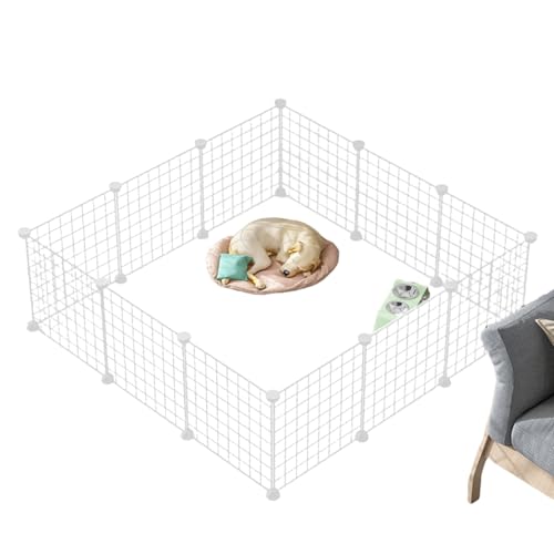 Pasdrucn 12 Stück Meerschweinchen Gehege Aus Metall, 37x37cm Meerschweinchen Käfig Gehege, Metall Freigehege Für Kaninchen, Freilaufgehege Kaninchen Freigehege Für Hamster, Kaninchen, Igel (Weiß) von Pasdrucn