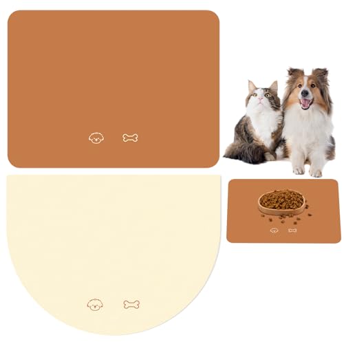 Pasdrucn 2 Stück Napfunterlage Katzen Futternapf Unterlage 40x50cm, Napfunterlage Hunde Und Katzen, näpfe, tränken & zubehör für Hunde(Halbkreis und Quadrat) (Paket A) von Pasdrucn