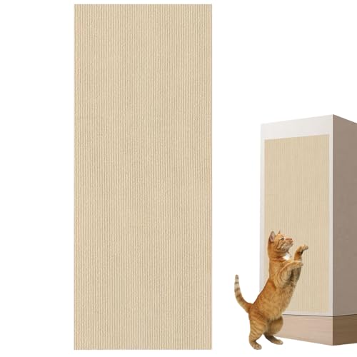 Pasdrucn 40x200cm Katzen Kratzbretter Katze Wand, Kratzschutz Katzenkratzmatte, Kratzmatte Katze Selbstklebend Wand, Kratzbrett Katzen Kratzschutz, Betten & Möbel Für Katzen (Beige) von Pasdrucn