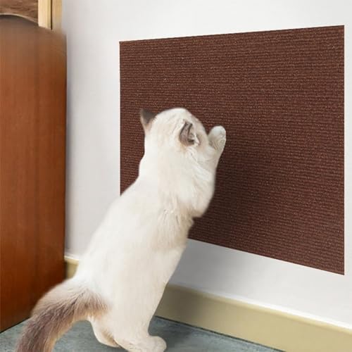 Pasdrucn 40x200cm Kratzmatte Katze Selbstklebend Wand, kratzschutz Sofa Katze, Kratzbrett Katzen kratzschutz, Katzen Kratzbretter Katze Wand, betten & möbel für Katzen (Braun) von Pasdrucn