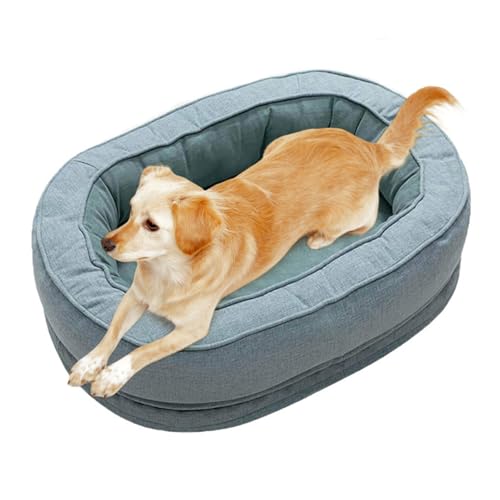 Pasdrucn 80x60x18cm Anti-Angst Hundebett Große Hunde Hundekorb Waschbar, Hundekorb Flauschig Mit Herausnehmbarem Polster, Katzenbett, rutschfeste Hundekörbchen, Anti-Angst Hundebetten (Blau) von Pasdrucn