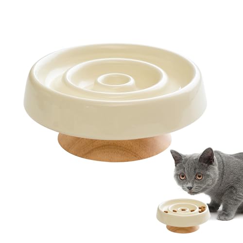 Pasdrucn Anti Schling Napf Katzen Keramik, Katzennapf Keramik Futternapf Katze, anti schling napf Hund, Slow Feeder Katze Nassfutter (Weiß) von Pasdrucn