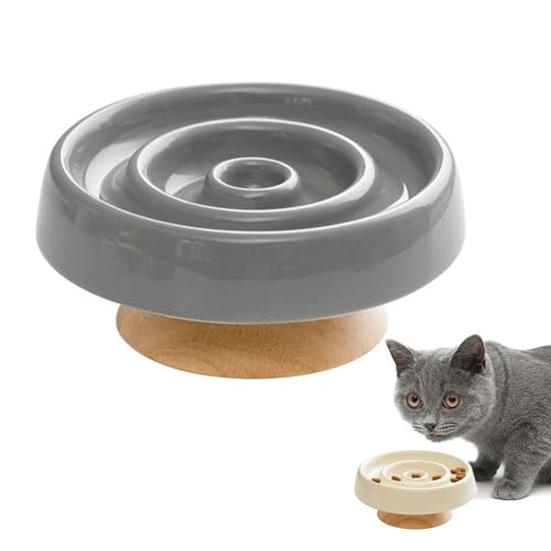 Pasdrucn Anti Schling Napf Katzen Keramik, Katzennapf Keramik Futternapf Katze, Anti schling napf Hund, Slow Feeder Katze Nassfutter (grau) von Pasdrucn